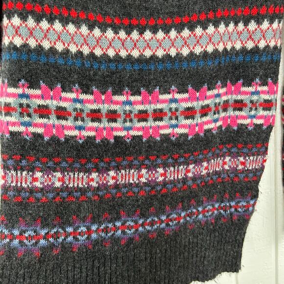 American Eagle Women Long Sleeve Fair Isle Sweater Gray Winter Wool Size Medium - Picture 3 of 6